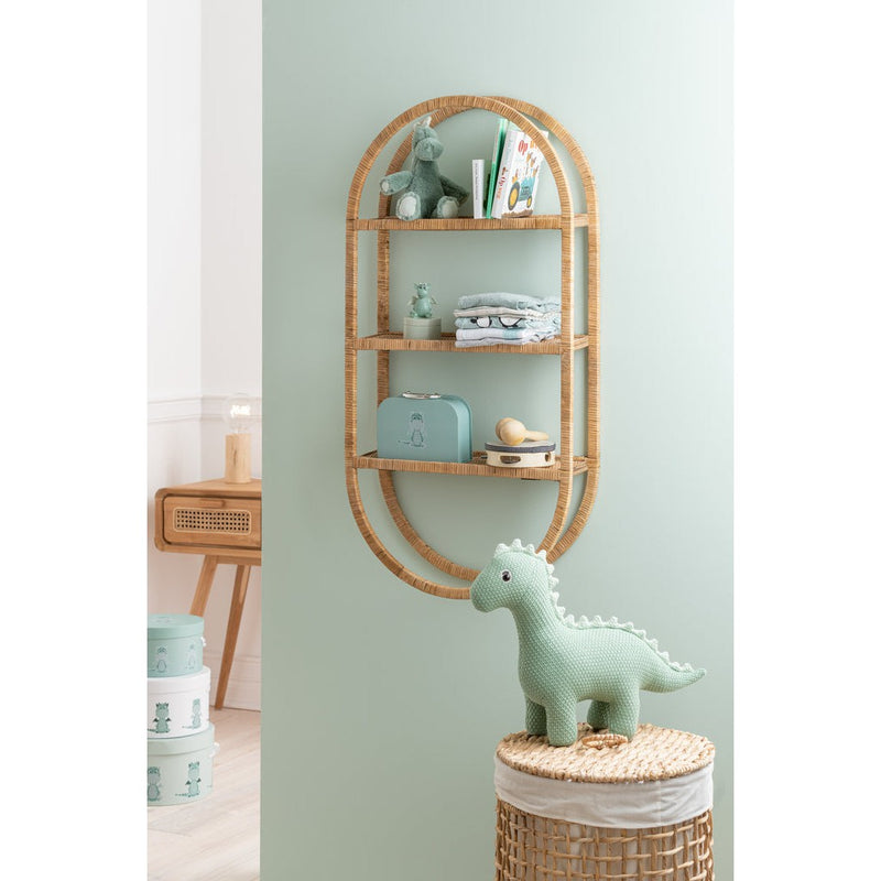 Opbergkast Vakkenkast Naturel Metaal Ovaal 20x56 cm-Opbergkasten-J-Line