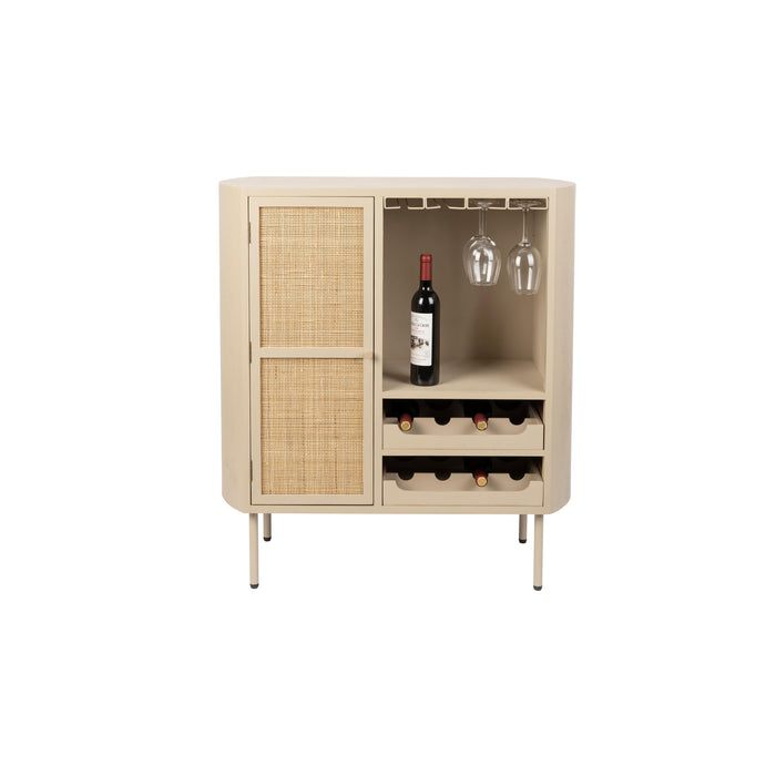 Opbergkast Wijnkast Amaya Low MDF, Metaal Beige 38x90 cm-Wijnkasten-Creating Home