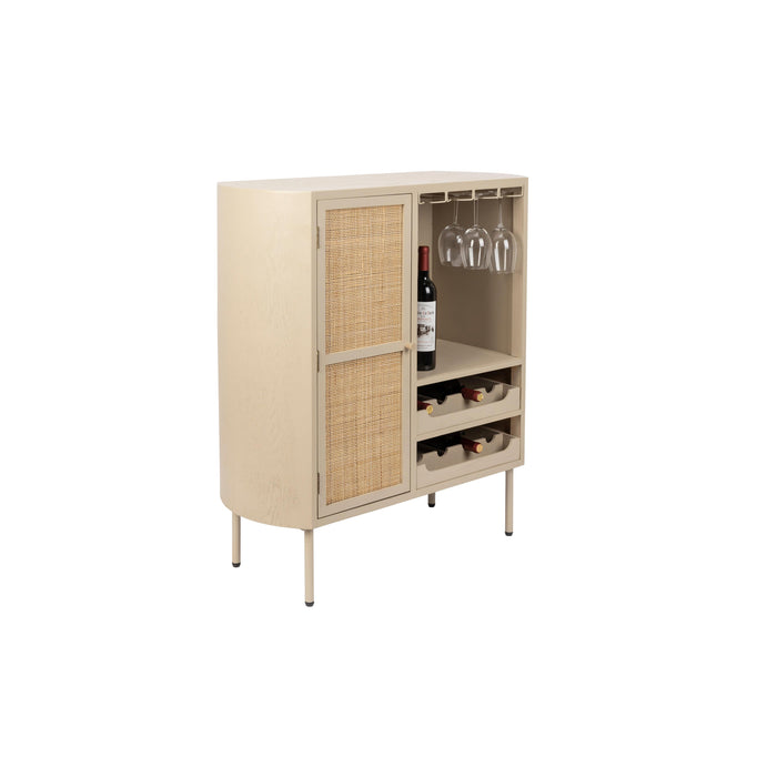 Opbergkast Wijnkast Amaya Low MDF, Metaal Beige 38x90 cm-Wijnkasten-Creating Home