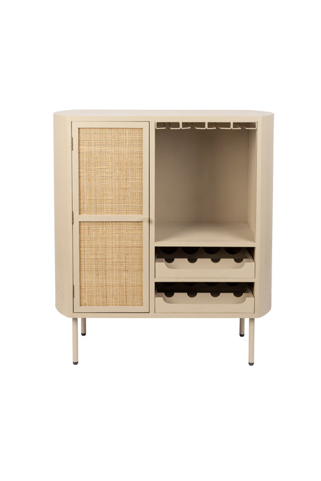 Opbergkast Wijnkast Amaya Low MDF, Metaal Beige 38x90 cm-Opbergkasten-Creating Home