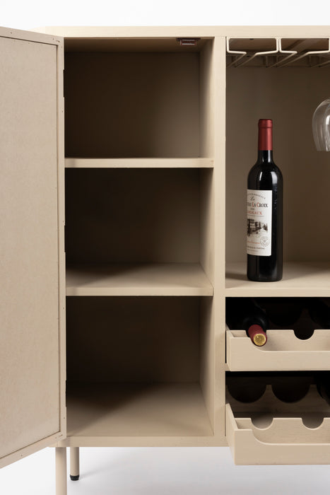 Opbergkast Wijnkast Amaya Low MDF, Metaal Beige 38x90 cm-Opbergkasten-Creating Home