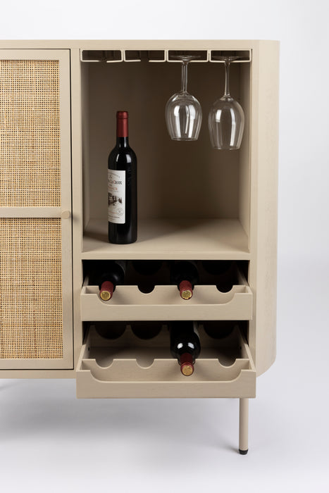 Opbergkast Wijnkast Amaya Low MDF, Metaal Beige 38x90 cm-Opbergkasten-Creating Home