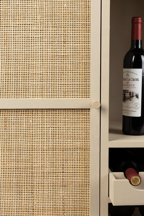 Opbergkast Wijnkast Amaya Low MDF, Metaal Beige 38x90 cm-Opbergkasten-Creating Home