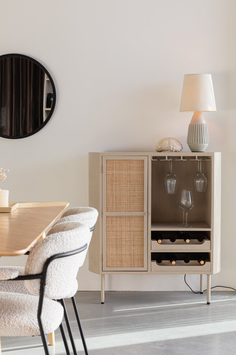Opbergkast Wijnkast Amaya Low MDF, Metaal Beige 38x90 cm-Opbergkasten-Creating Home