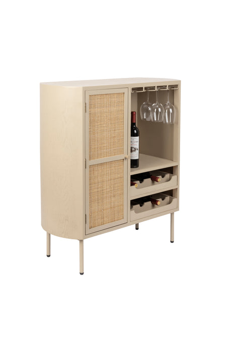 Opbergkast Wijnkast Amaya Low MDF, Metaal Beige 38x90 cm-Wijnkasten-Creating Home