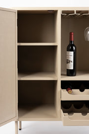 Opbergkast Wijnkast Amaya Low MDF, Metaal Beige 38x90 cm-Wijnkasten-Creating Home