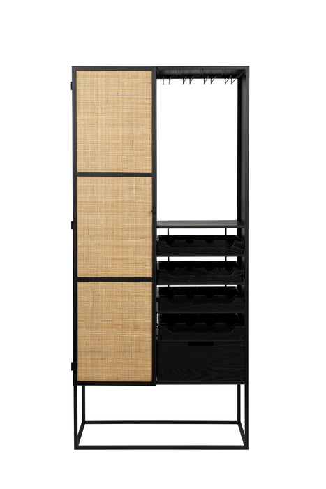 Opbergkast Wijnkast Guuji High MDF Zwart 80x38 cm-Opbergkasten-Creating Home