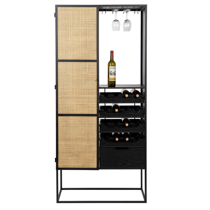 Opbergkast Wijnkast Guuji High MDF Zwart 80x38 cm-Opbergkasten-Creating Home