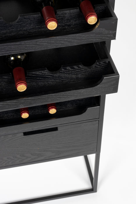 Opbergkast Wijnkast Guuji High MDF Zwart 80x38 cm-Opbergkasten-Creating Home
