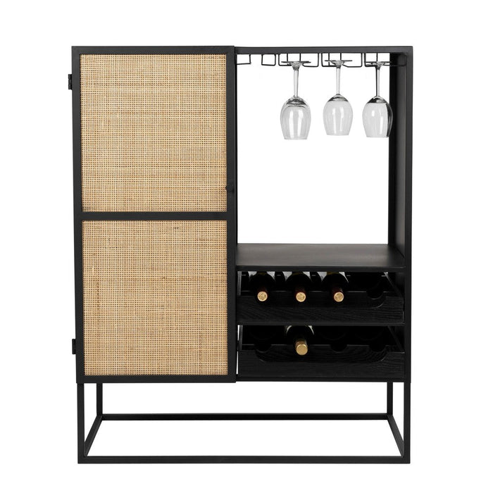 Opbergkast Wijnkast Guuji Low MDF Zwart 80x38 cm-Wijnkasten-Creating Home