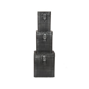 Opbergkist Antiek Zwart Metaal L 15x16x19 cm-Opbergdozen en manden-LABEL51