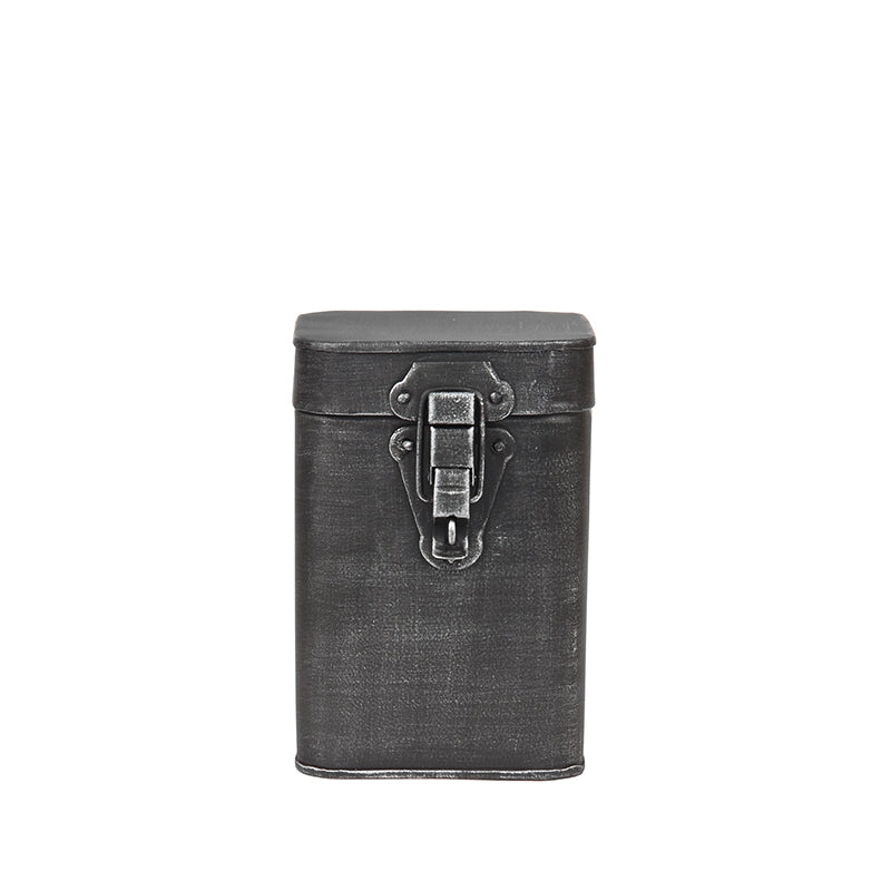Opbergkist Antiek Zwart Metaal M 12x13x17 cm-Opbergdozen en manden-LABEL51