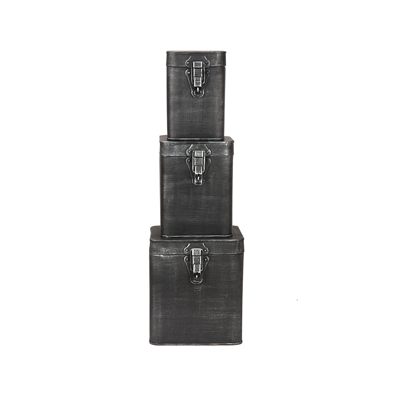 Opbergkist Antiek Zwart Metaal M 12x13x17 cm-Opbergdozen en manden-LABEL51