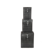 Opbergkist Antiek Zwart Metaal XL 18x19x21 cm-Opbergdozen en manden-LABEL51