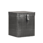 Opbergkist Antiek Zwart Metaal XL 18x19x21 cm-Opbergdozen en manden-LABEL51