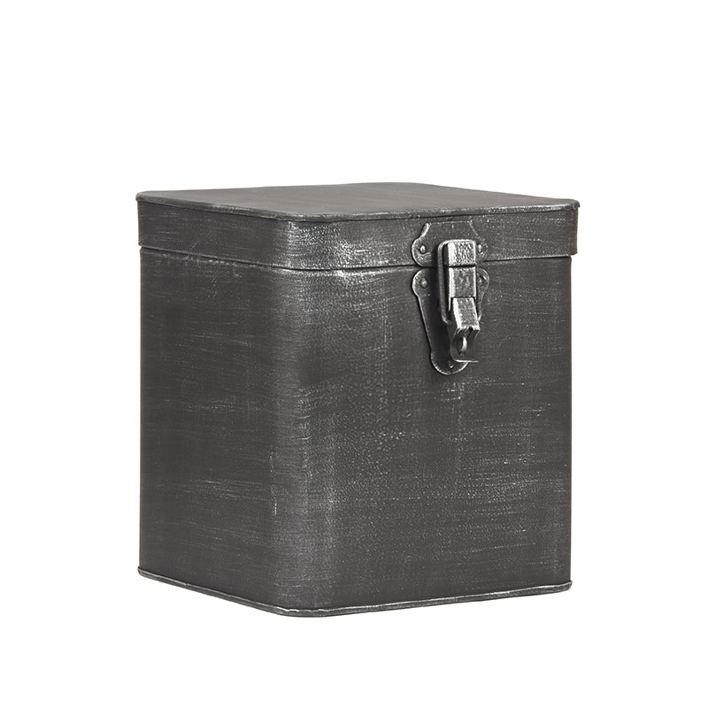 Opbergkist Antiek Zwart Metaal XL 18x19x21 cm-Opbergdozen en manden-LABEL51