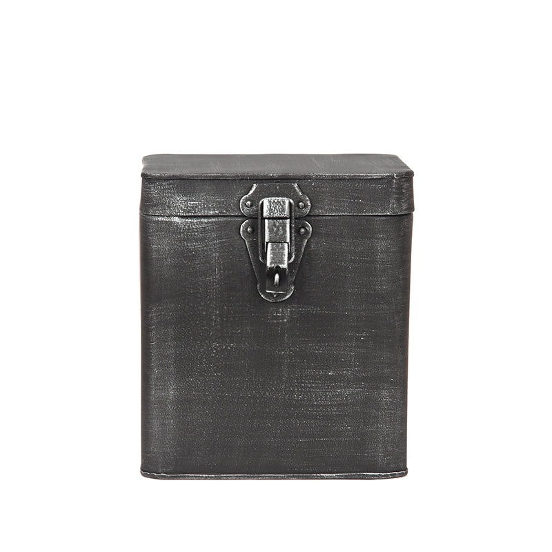 Opbergkist Antiek Zwart Metaal XL 18x19x21 cm-Opbergdozen en manden-LABEL51