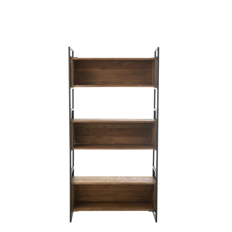 Opbergrek Gerecycled Hout Metaal Naturel Zwart 100x40x200 cm-Boekenkasten-J-Line