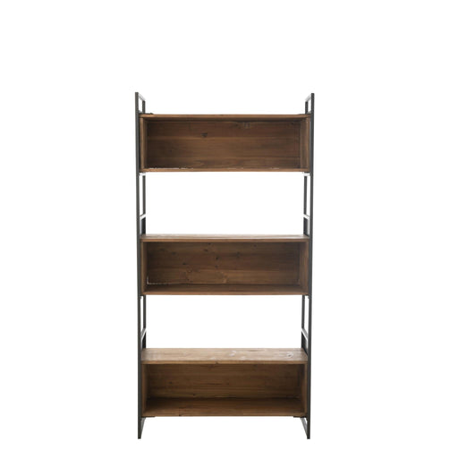 Opbergrek Gerecycled Hout Metaal Naturel Zwart 100x40x200 cm-Boekenkasten-J-Line