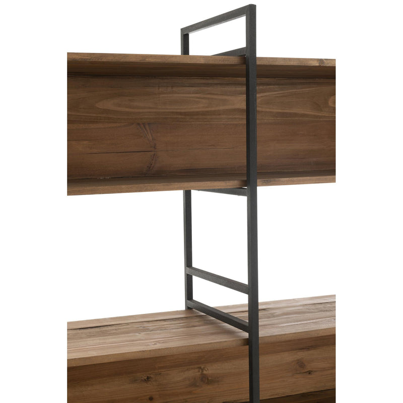 Opbergrek Gerecycled Hout Metaal Naturel Zwart 200x40x200 cm-Boekenkasten-J-Line