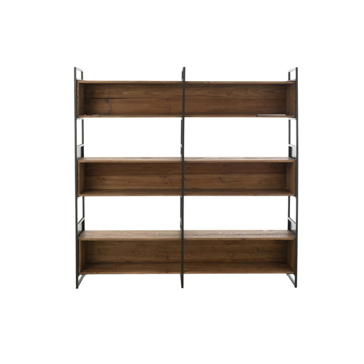 Opbergrek Gerecycled Hout Metaal Naturel Zwart 200x40x200 cm-Boekenkasten-J-Line