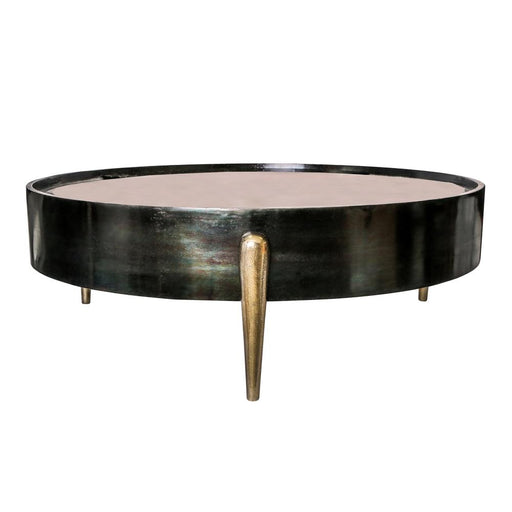PTMD Aluminium Oxidised Zwart Salontafel Rond-Salontafels-PTMD