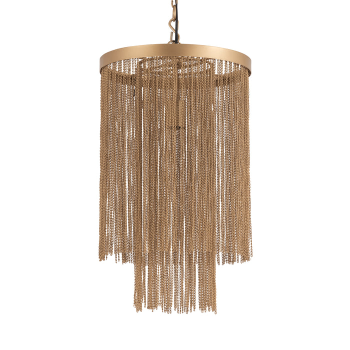 PTMD Brenton Goud Ijzer Chains Rond Hangend Lamp l-Hanglampen-PTMD