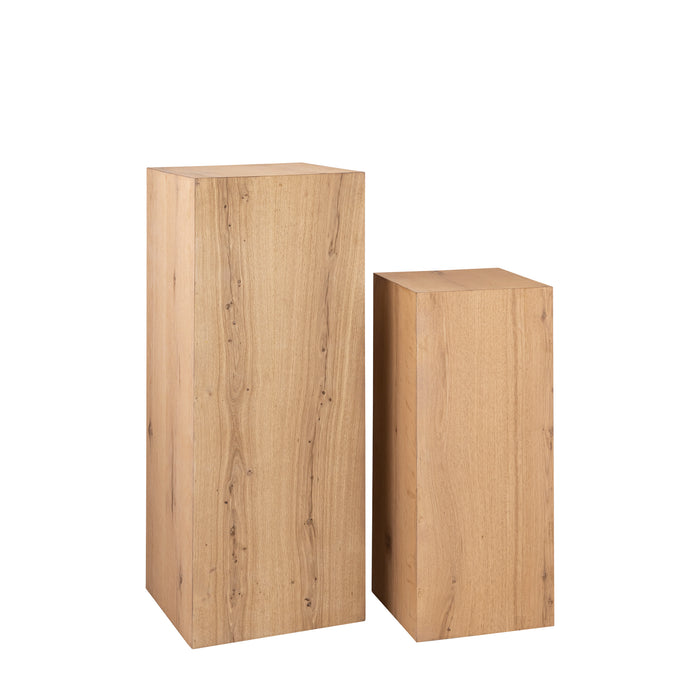 PTMD Chevar Natuurlijk Oak Hout Pedestal sv2-Bijzettafels-PTMD