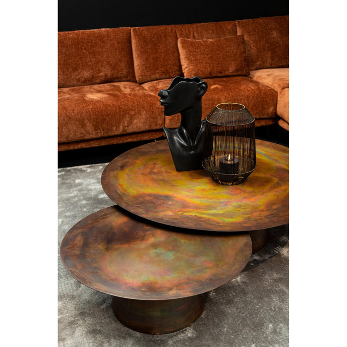 PTMD Comprador Koperkleurig Ijzer Coffeetable Rond sv2-Salontafels-PTMD