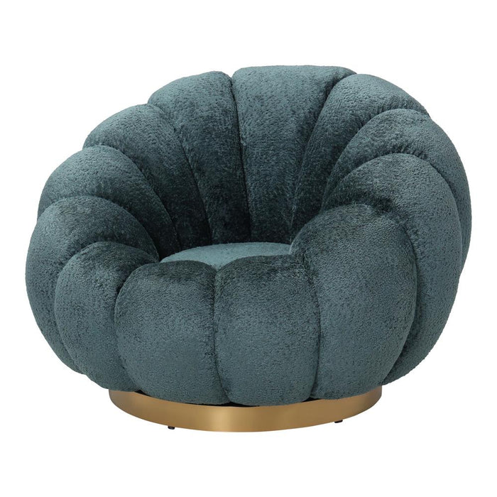 PTMD Daisy Fauteuil Teal Euphoria 13 Goud Base-Fauteuils-PTMD