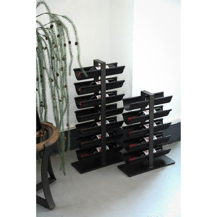 PTMD Davitt Zwart Steel Winerack pu Leer Holders l-Wijnrekken-PTMD