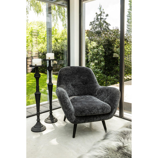 PTMD Donny Antraciet Fauteuil Zwart Houten Poots-Fauteuils-PTMD