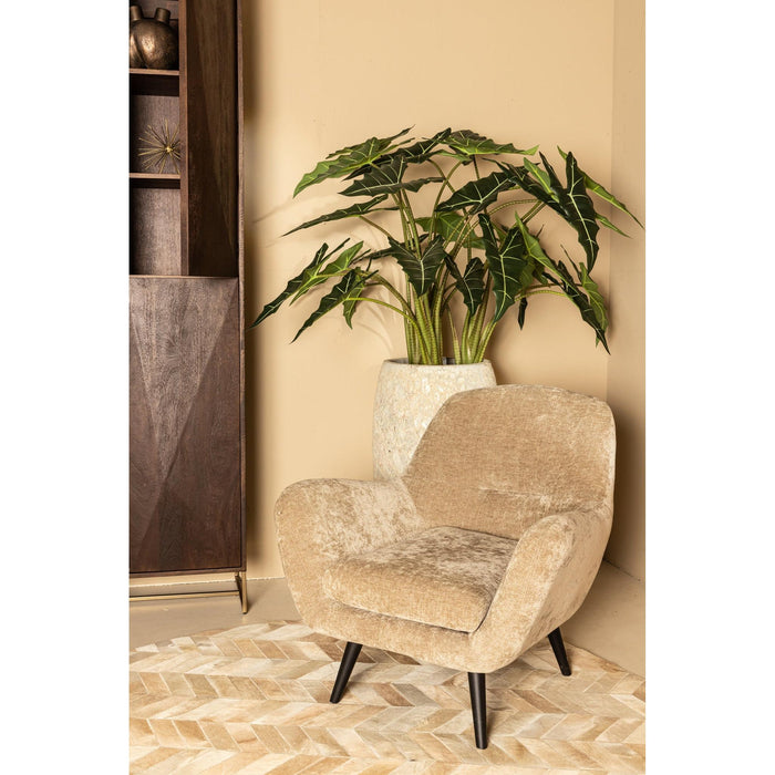 PTMD Donny Crème Fauteuil Zwart Houten Poots-Fauteuils-PTMD