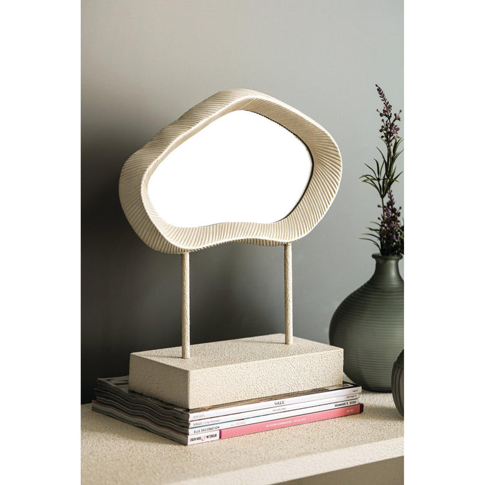 PTMD Eilish Wit Poly Organisch Spiegel on Mdf Base Laag-Spiegels-PTMD