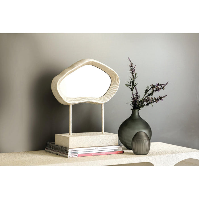 PTMD Eilish Wit Poly Organisch Spiegel on Mdf Base Laag-Spiegels-PTMD