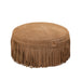 PTMD Eleora Camel Suede Leer Pouf Fringes Rond s-Poefs-PTMD