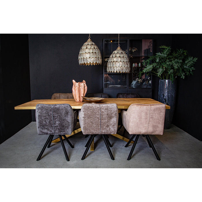 PTMD Elina Glas Kast Zwart Ijzer Frame 2 Doors-Kasten-PTMD