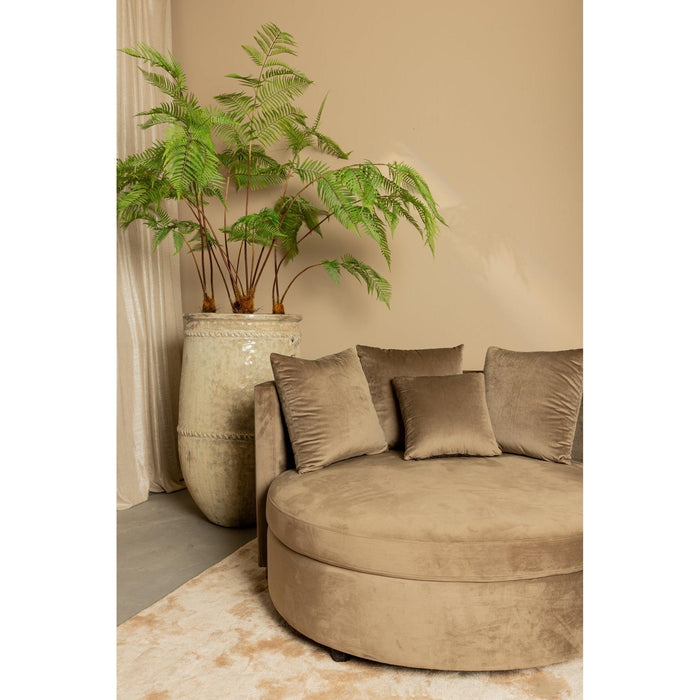 PTMD Fayen Fluweel Sand Fauteuil Half Rond kd-Fauteuils-PTMD