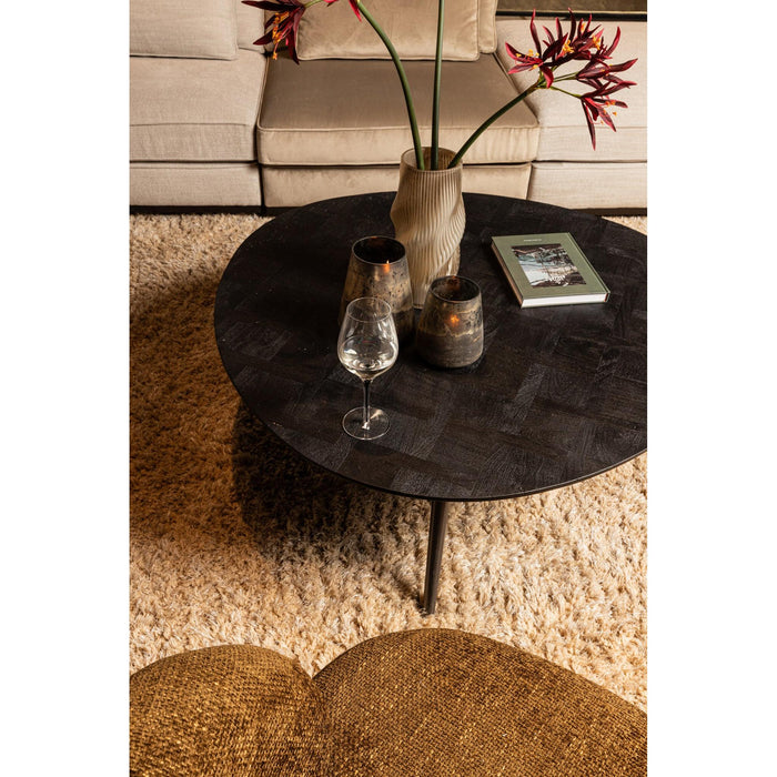 PTMD Fieron Zwart Houten Salontafel Organisch Rond-Salontafels-PTMD