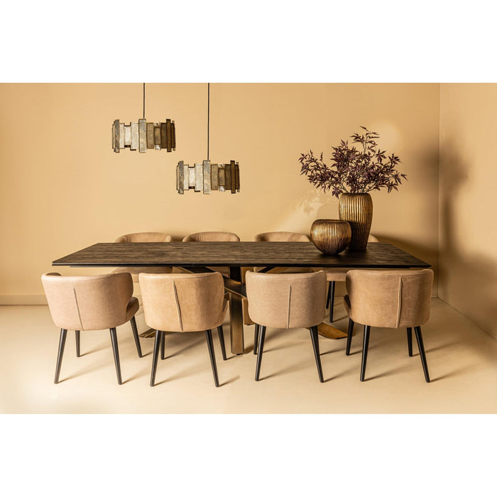 PTMD Fiori Antraciet Terra Leer Eetkamerstoel-Eetkamerstoelen-PTMD