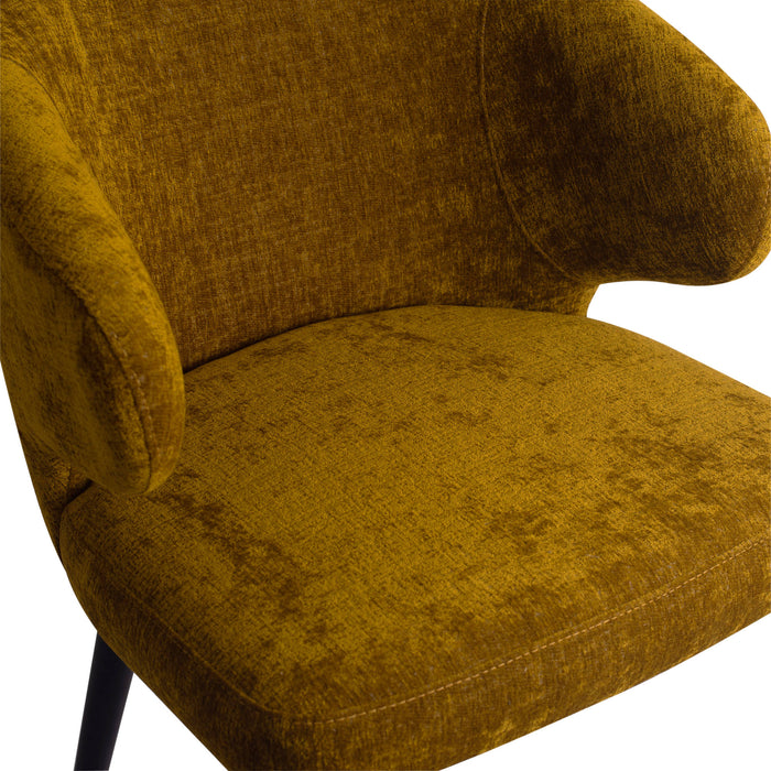 PTMD Fiori Geel 6057 Eetkamerstoel Zwart Hout Poots-Eetkamerstoelen-PTMD