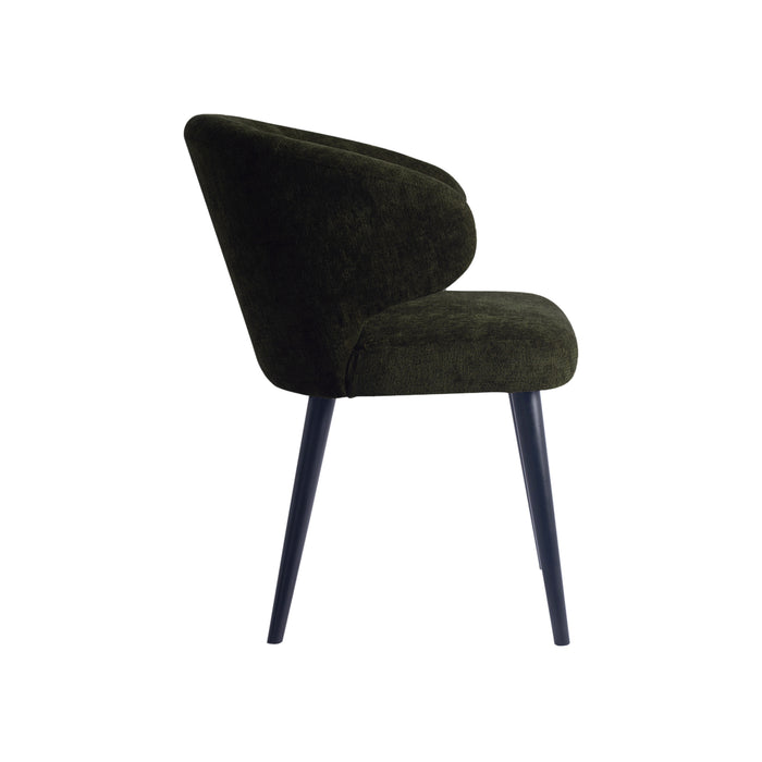 PTMD Fiori Groen 1205 Eetkamerstoel Zwart Hout Poots-Eetkamerstoelen-PTMD