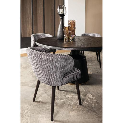 PTMD Fiori Taupe 19 Eetkamerstoel Dark Bruin Hout Poots-Eetkamerstoelen-PTMD