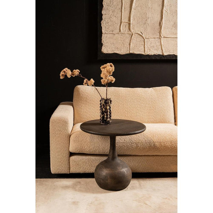 PTMD Flos Grijs Mango Houten Bijzettafel Rond-Bijzettafels-PTMD