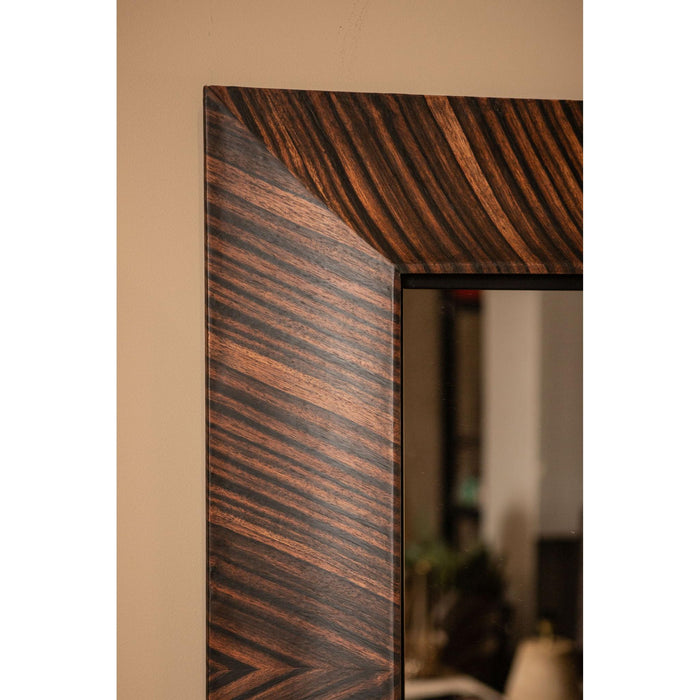 PTMD Gezzy Bruin Hout Fineer Spiegel Curl Frame Vierkant-Spiegels-PTMD