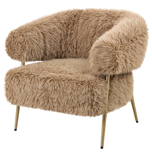 PTMD Hair Bruin Fauteuil Goud Metaal Base-Fauteuils-PTMD