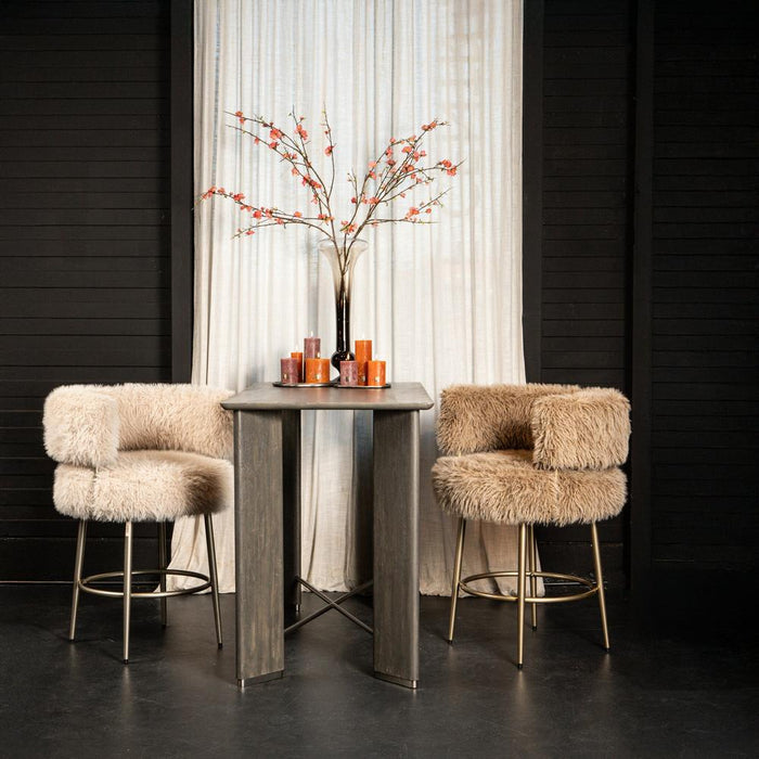 PTMD Hair Crème Barkruk Champagne Metaal Base-Barkrukken-PTMD