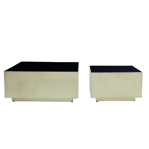 PTMD Irvy Goud Ijzer Coffeetable Vierkant Zwart Enamel sv2-Salontafels-PTMD