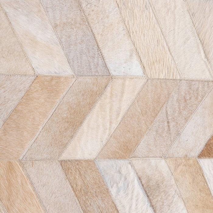 PTMD Joanne Beige Cowhair Patchwork Carpet Ovaal l-Vloerkleden-PTMD