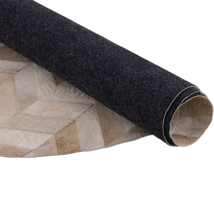 PTMD Joanne Beige Cowhair Patchwork Carpet Ovaal s-Vloerkleden-PTMD